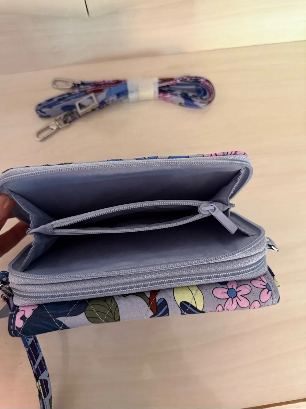 Vera Bradley Lavender Multi Floral Quilted Crossbody Wallet - Picture 7 of 7